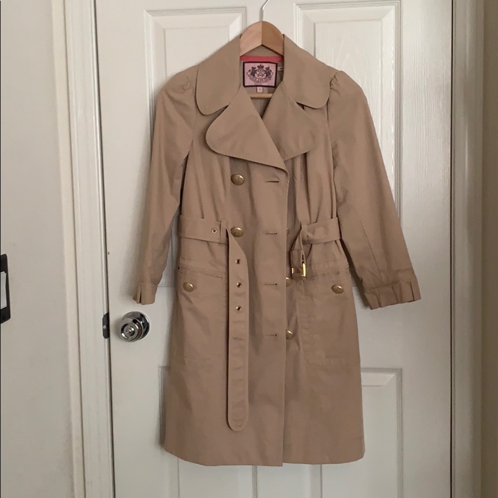 Like new Juicy Couture beige belted trench coat